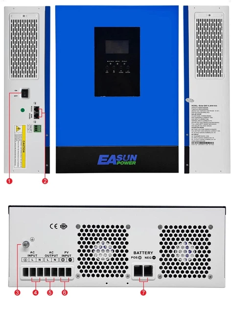 EASUN 6.2kW 48V ISolar-SMT-6.2KW (6200VA/6200W, Max CH 120A, AC 100) Wi-Fi 7