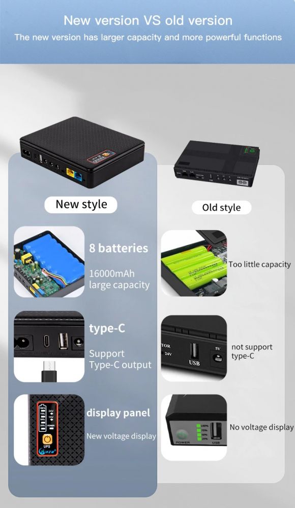 Изображение Smart Mini UPS UB01 16000mAh 18W Black (Upgraded) - оригинальный размер 9