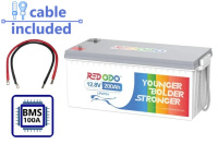 Акумулятор Redodo 12V 200Ah (LiFePo4, BMS 100A) + КАБЕЛИ к ИНВЕРТОРУ (80см)