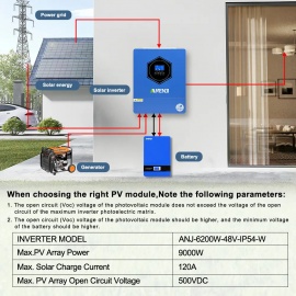 Изображение Anenji 6200W 48V ANJ-6200W-48V-IP54-W (6200VA/6200W, Max CH 120A, AC 120) Wi-Fi - оригинальный размер 7