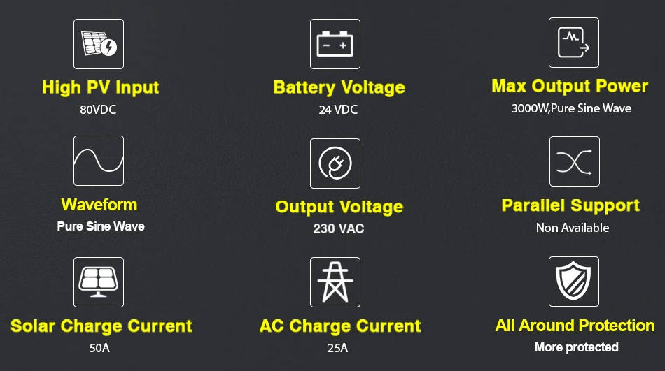 EASUN 3kW 24V ISolar-SPS-3KW (3000VA/3000W, Max CH 70A, AC 25) 7