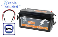 Аккумулятор PowMr 12V 200Ah POW-200AH-12.8V (LiFePo4, BMS) + КАБЕЛИ к ИНВЕРТОРУ (80см)