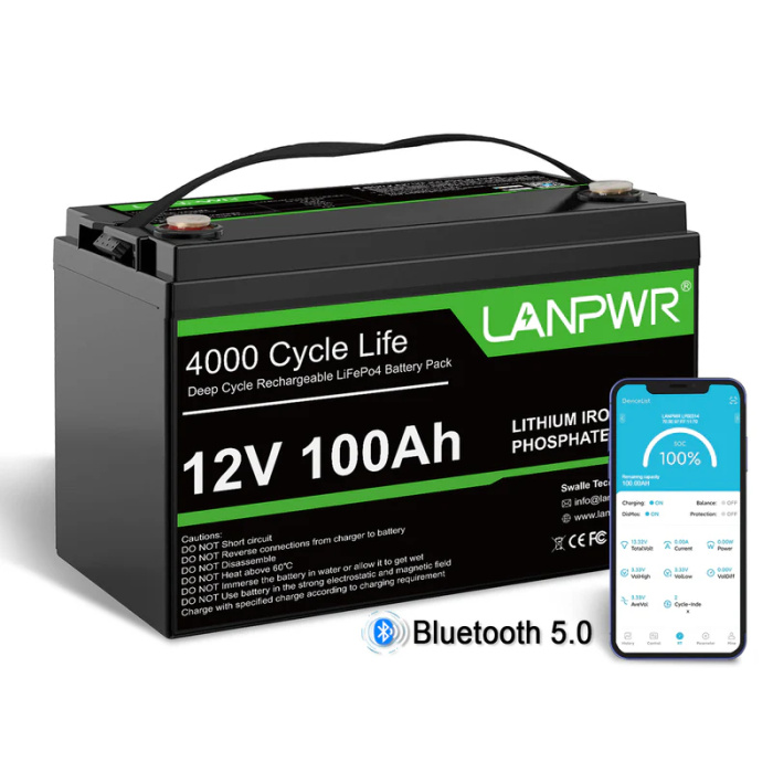 Изображение LANPWR 12V 100Ah (LiFePo4, BMS, Bluetooth) - оригинальный размер 1