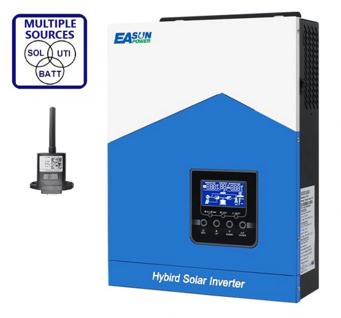 EASUN 2.2kW 12V ISolar-SMH-II-2.2KW (2200VA/1800W, Max CH 80A, AC 60) Wi-Fi 1