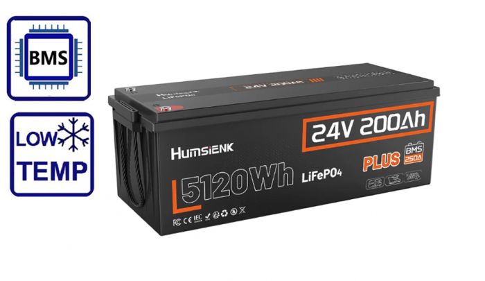 Изображение Humsienk 24V 200Ah Plus HS24V200AH250PLUS (LiFePo4, BMS 250A, Low-temp) - оригинальный размер 1