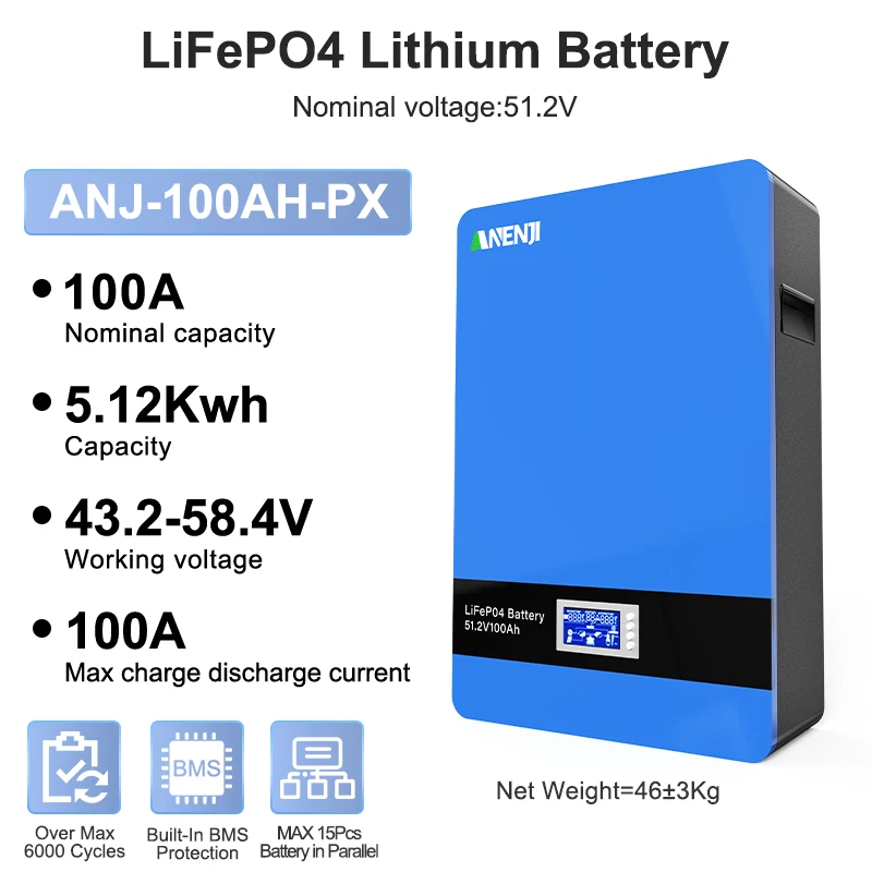 Изображение Anenji 48V (51.2V) 100Ah ANJ-100AH-PX (LiFePo4, BMS) - оригинальный размер 6