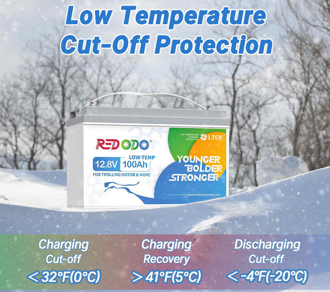 Изображение Redodo 12V 100Ah Low-Temp (LiFePo4, BMS 100A) + КАБЕЛИ к ИНВЕРТОРУ (50см) - оригинальный размер 3