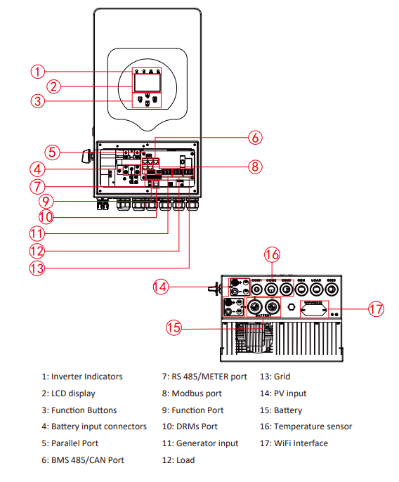 Изображение  Deye SUN-6K-SG05LP1-EU-AM2-P, LV (6kW, 48V, 1Ph, 2-MPPT) Wi-Fi - оригинальный размер 4
