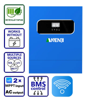 Гибридный инвертор солнечный Anenji 11000W 48V ANJ-HHS-11000W-48V (1100VA/1100W, Max CH 160A, AC 120) Wi-Fi