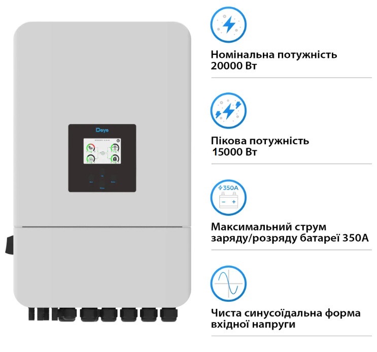 Изображение Deye SUN-15K-SG05LP3-EU-SM2, LV (15kW, 48V, 3Ph, 2-MPPT) Wi-Fi - оригинальный размер 2