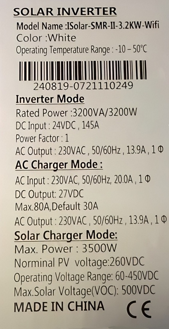 Изображение EASUN 3.2kW 24V ISolar-SMR-II-3.2KW (3200VA/3200W, Max CH 100A, AC 80) Wi-Fi - оригинальный размер 6
