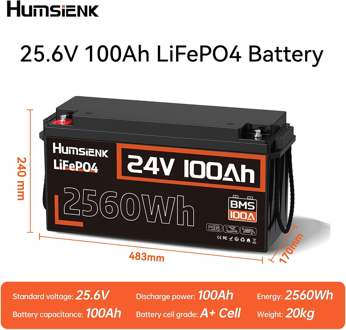 Humsienk 24V 100Ah HS24V100AH100 (LiFePo4, BMS 100A, Low-temp) 3