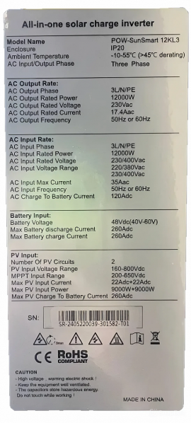 PowMr 12000W 48V POW-SunSmart 12KL3 (Max CH 260A, AC 120) 5