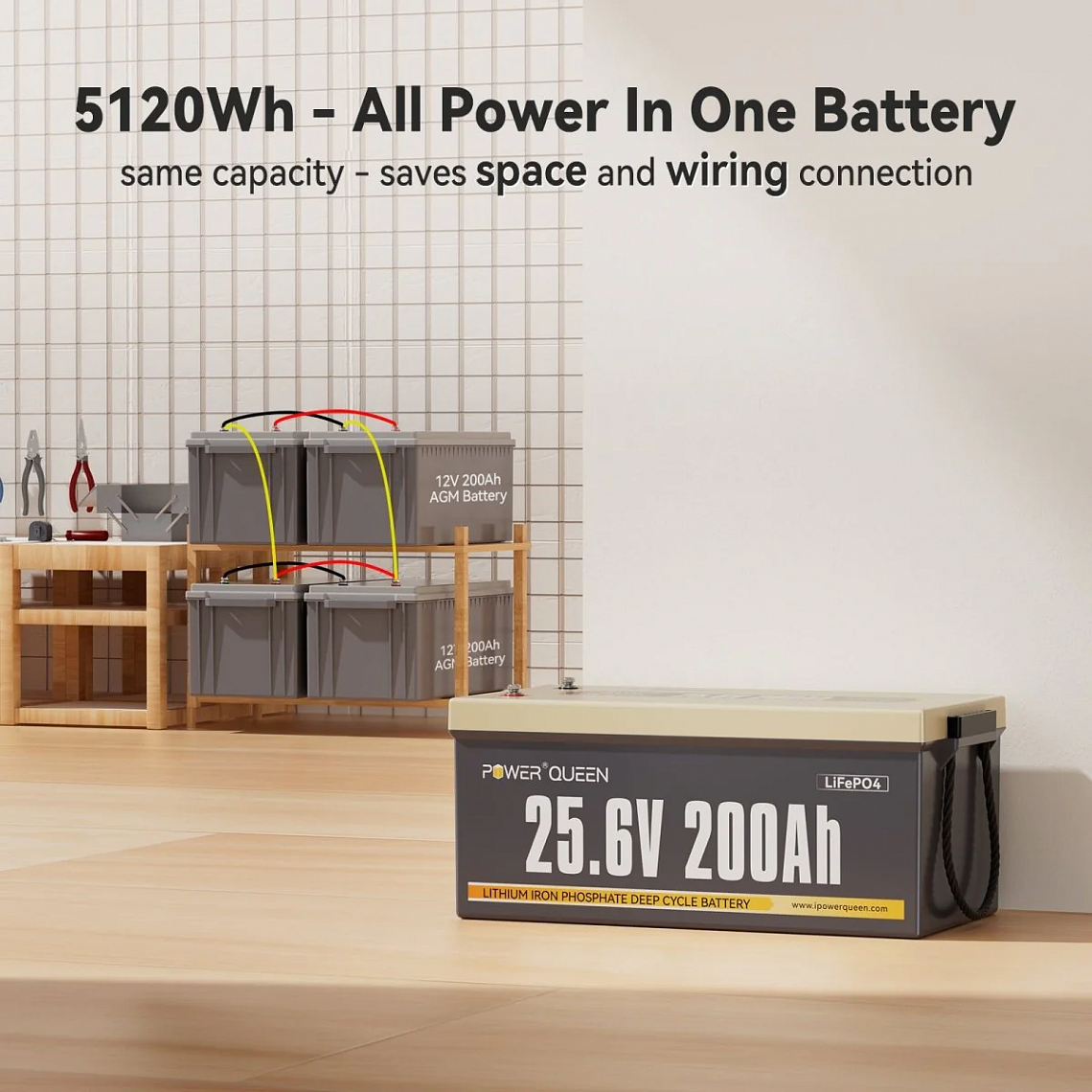 Изображение Power Queen 24V 200Ah (LiFePo4, BMS 200A) - оригинальный размер 4