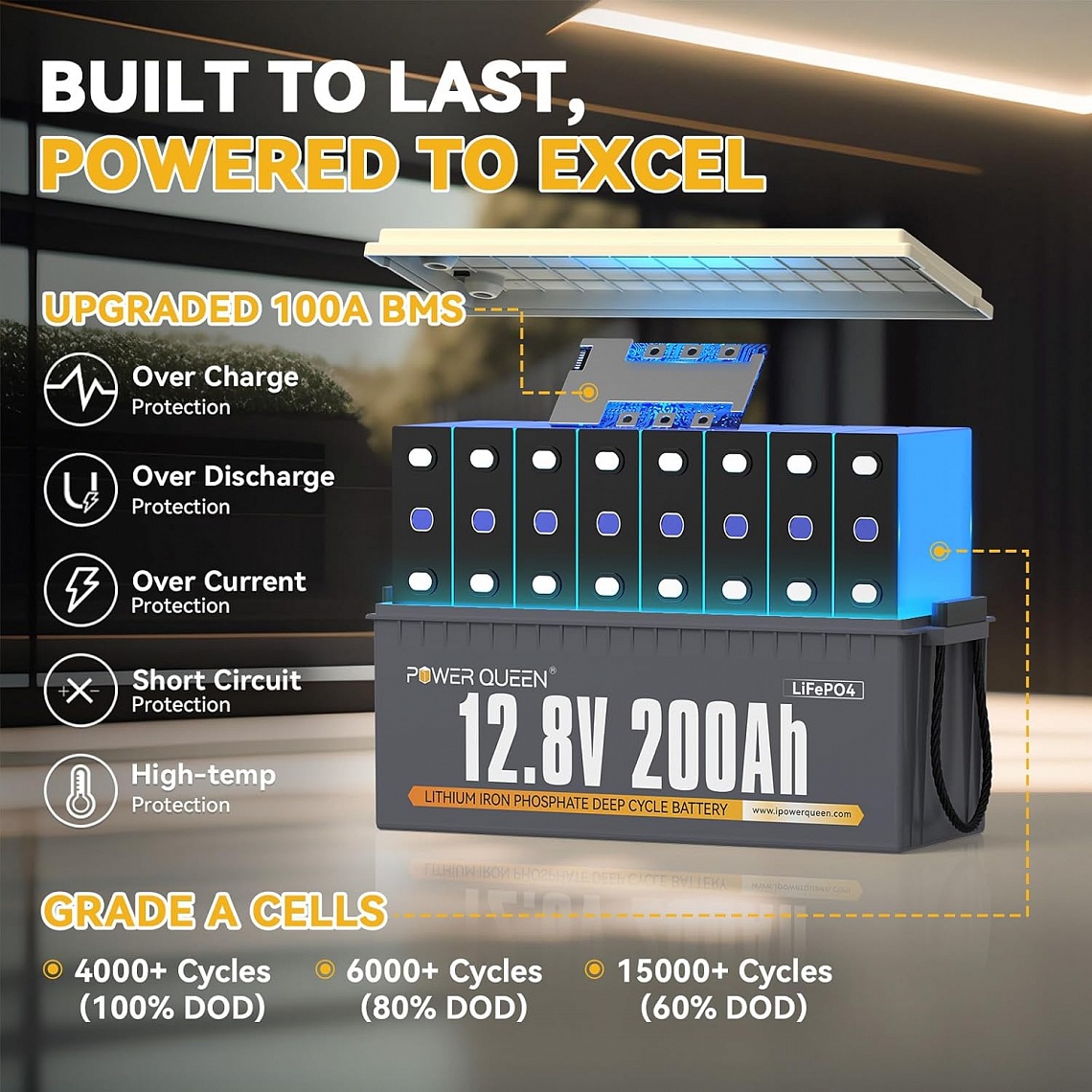 Изображение Power Queen 12V 200Ah (LiFePo4, BMS 100A) - оригинальный размер 3