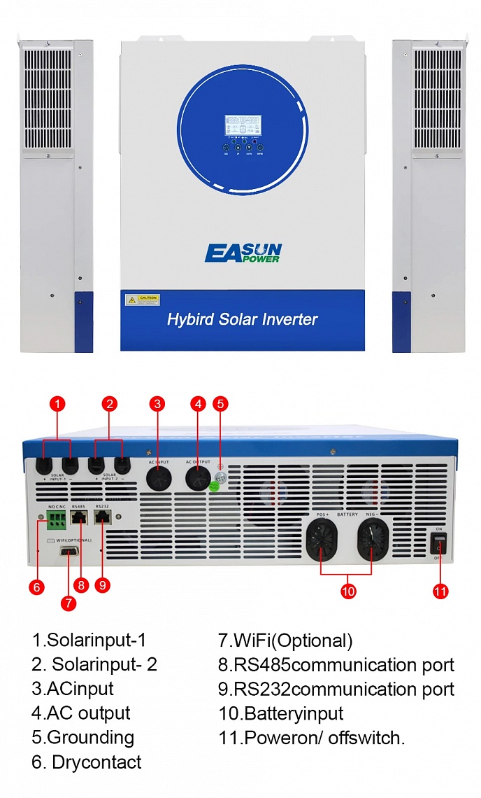 EASUN 11kW 48V ISolar SMG-II-11KW-48V (11000VA/11000W, Max CH 160A, AC 120) Wi-Fi 9