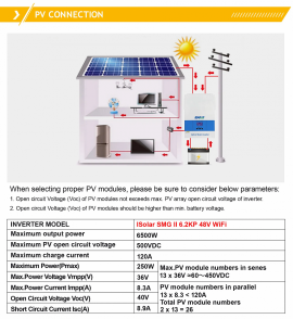 Изображение EASUN 6.2kW 48V ISolar-SMG-II-6.2KP-48V (6200VA/6200W, Max CH 120A, AC 80) Wi-Fi - оригинальный размер 12
