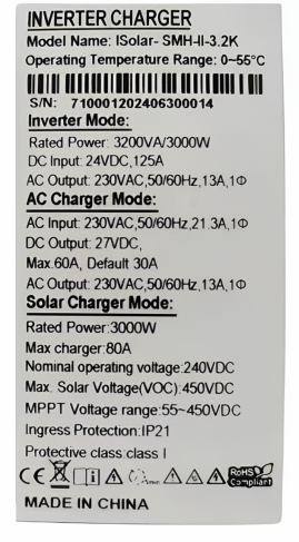 Изображение EASUN 3.2kW 24V ISolar-SMH-II-3.2KW (3200VA/3000W, Max CH 80A, AC 60) Wi-Fi - оригинальный размер 8