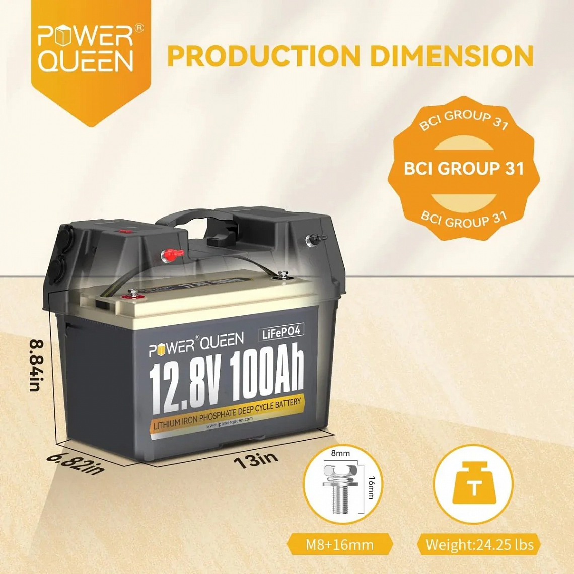 Power Queen 12V 100Ah (LiFePo4, BMS 100A) 4