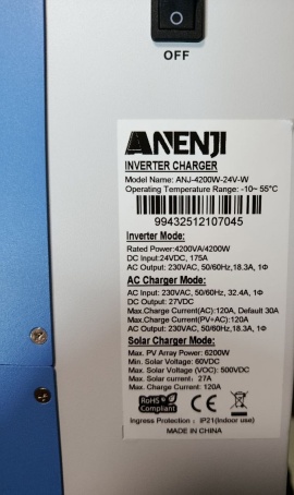 Anenji 4200W 24V ANJ-4200W-24V-W (4200VA/4200W, Max CH 120A, AC 120) Wi-Fi 7