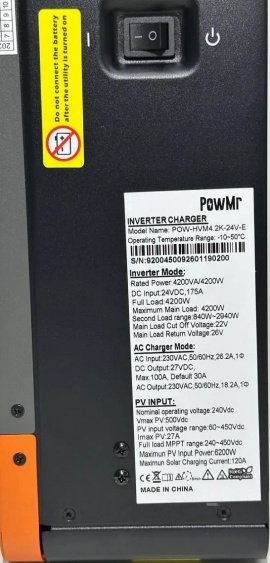 Изображение PowMr 4200W 24V POW-HVM4.2K-24V-E (Max CH 120A, AC 100) - оригинальный размер 7