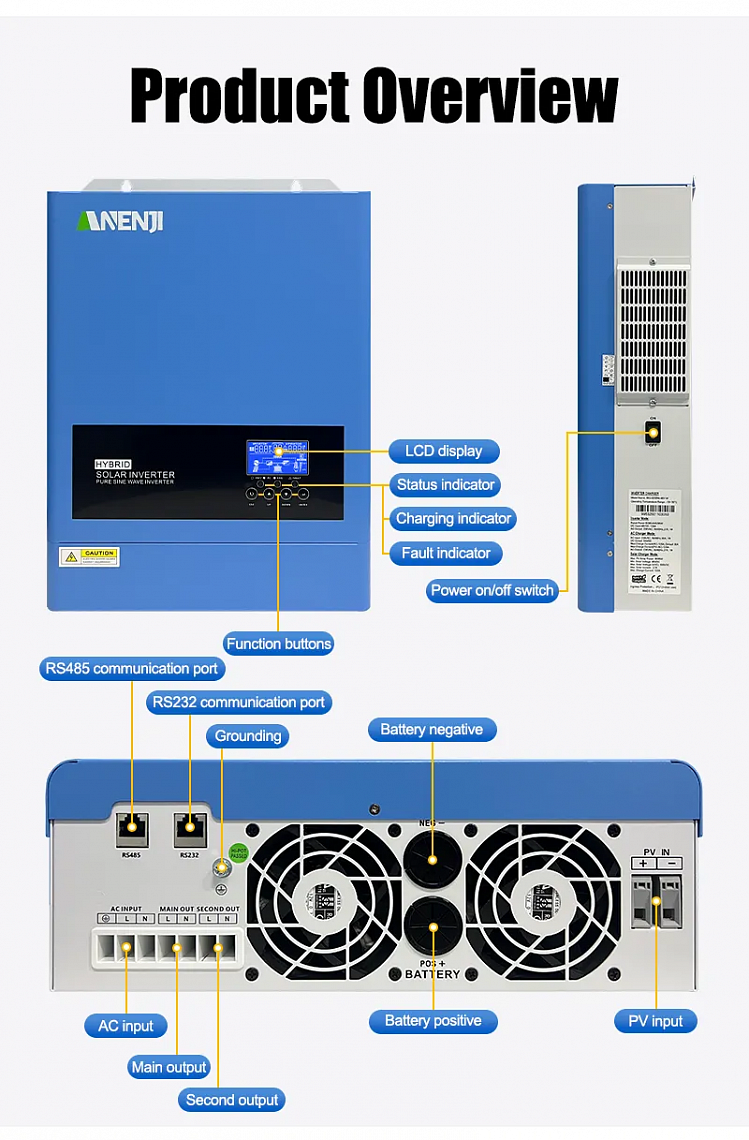 Изображение Anenji 6200W 48V ANJ-6200W-48V-W (6200VA/6200W, Max CH 120A, AC 120) Wi-Fi - оригинальный размер 7