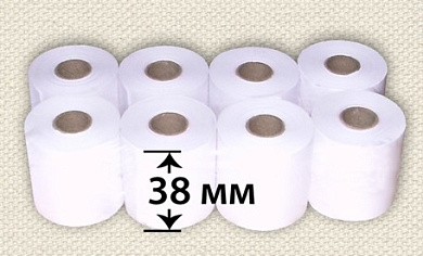 Просмотреть детальное фото Чековая лента (кассовая лента) 38х19 термо 1 Изображение 38х19 термо - оригинальный размер 1